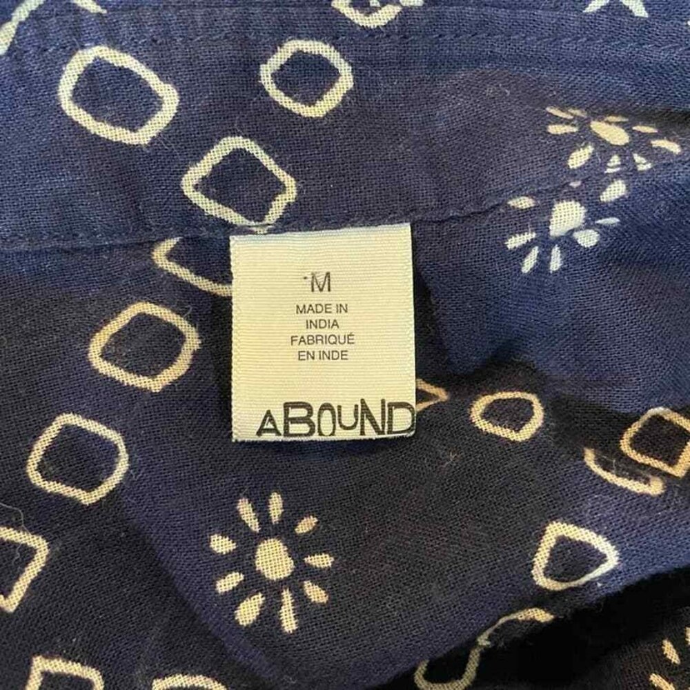 ABOUND Button Front‎ Shirt Womens Medium Blue White Geometric Print Cotton - Picture 6 of 8